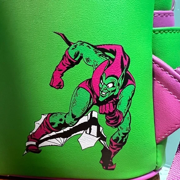 Loungefly NWT Marvel Amazing Spider-Man Green Goblin Green Purple Backpack - Picture 9 of 11